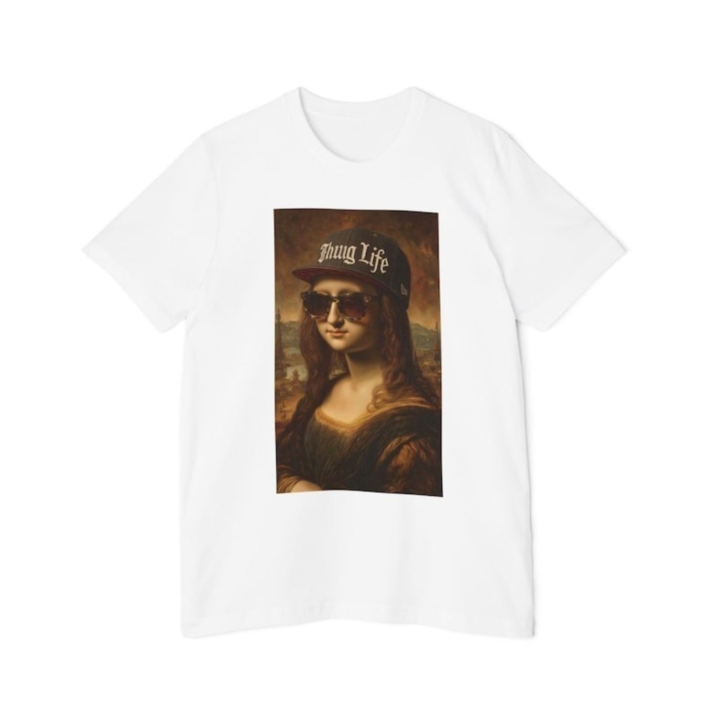 Mona Lisa Thug Life Graphic T-Shirt Art Lover Gift White Shirt
